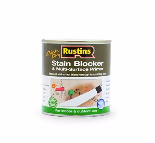 Rustins Quick Dry Water Based Stain Blocker and Multi Surface Primer, 250ml, Clear Matt – 1