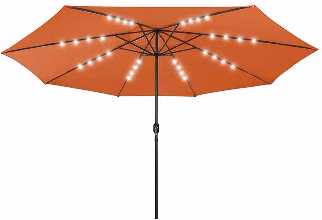 Berkfield Home Outdoor Parasol with LED Lights and Metal Pole, Terracotta, Diameter: 400 cm – 1