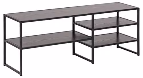 Furniture To Go Seaford Black Metal Open TV Unit with 3 Shelves H 46 x W 120 x D 33 cm
