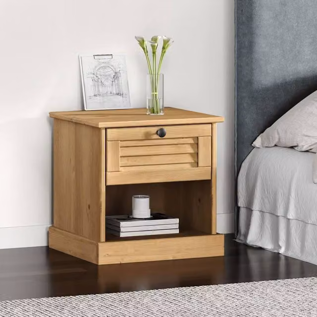 Berkfield Home VIGO Bedside Cabinet in Brown Solid Wood Pine, W/D/H: 42 x 35 x 40 cm – 1