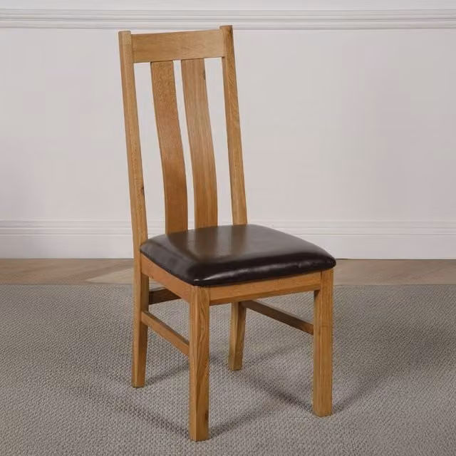 Thats Furniture Princeton Dining Chairs in Brown Oak with Synthetic Leather
