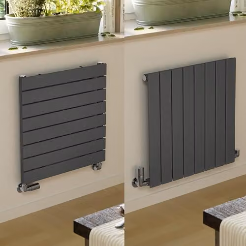 Terma Steel Wall Mounted Radiator in Anthracite Grey, H 60.0 cm x W 58.8 cm