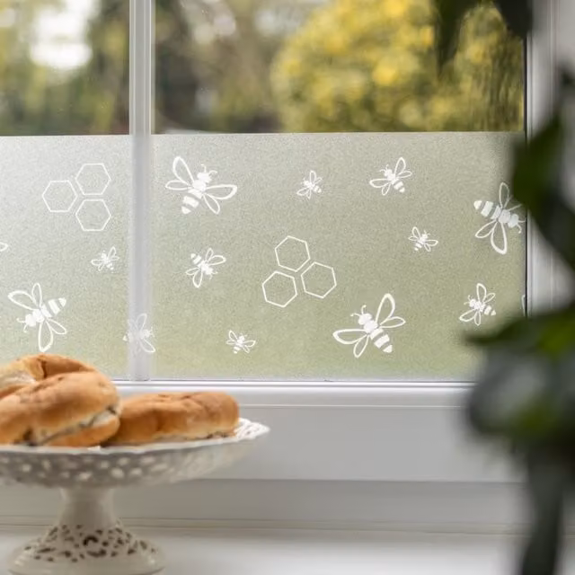 dc fix Spring Border Wild Bees Static Cling Vinyl Window Film in White