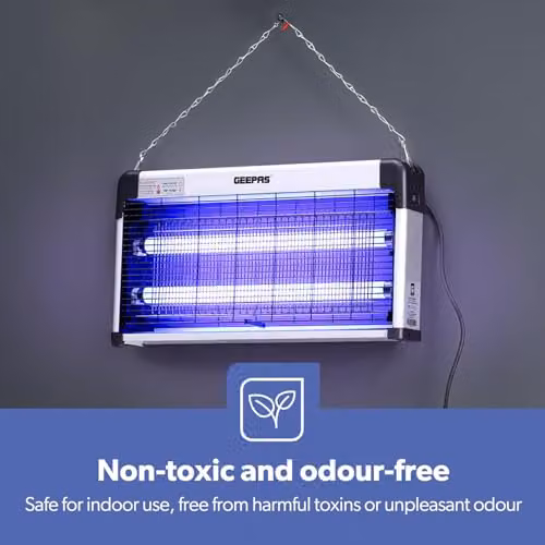 GEEPAS 30W Electric Insect Killer UV Fly Zapper in White for Flies, Moths, Mosquitoes and Wasps – 4