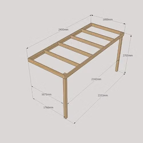 Buttercup Farm Wall Mounted Wood Box Pergola Climbing Frame in Light Green, W/D/H: 240 x 180 x 270 cm – 2