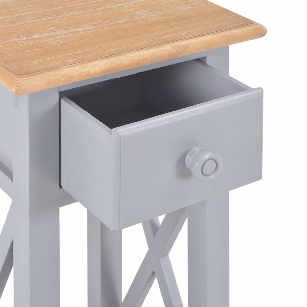 Berkfield Home Grey and Brown Wood Side Table with X-Frame Design, W/D/H: 27 x 27 x 65.5 cm – 2