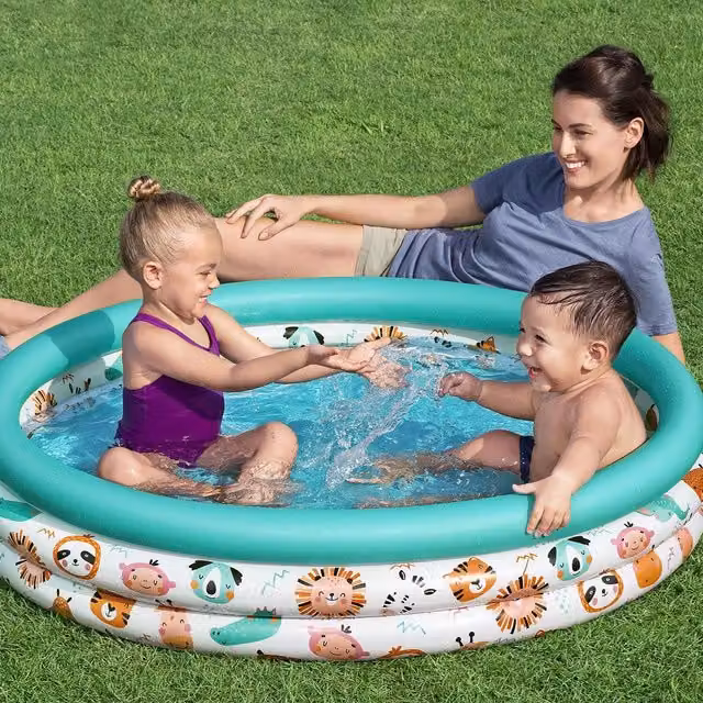 Bestway Safari Inflatable Round Paddling Play Pool for Children, Petrol/Green/Turquoise, Diameter: 122 cm, Height: 25.4 cm