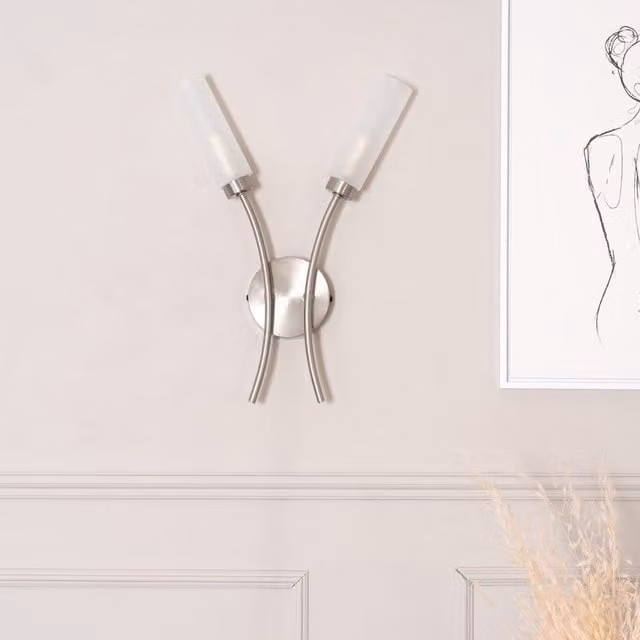 ValueLights Maya 2 Way Curved Up and Down Wall Light Fitting in Silver