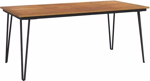 Berkfield Home Brown Acacia Wood Garden Table with Hairpin Legs W: 180 cm, D: 90 cm, H: 75 cm