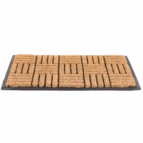Sentry Striped Rubber and Coir Door Mat, Brown and White, W: 45 cm, L: 75 cm