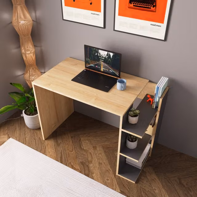 Bimossa Modern Writing Desk in Brown and Anthracite, Width: 106.8 cm