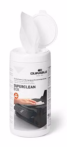 Durable Superclean Anti-Static Tech Cleaning Wipes, White, 100 Pack