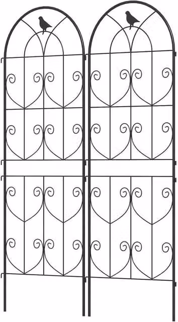 NESTLUNE Set of 2 Black Metal Garden Trellis Panels, W/H: 60 x 100 cm