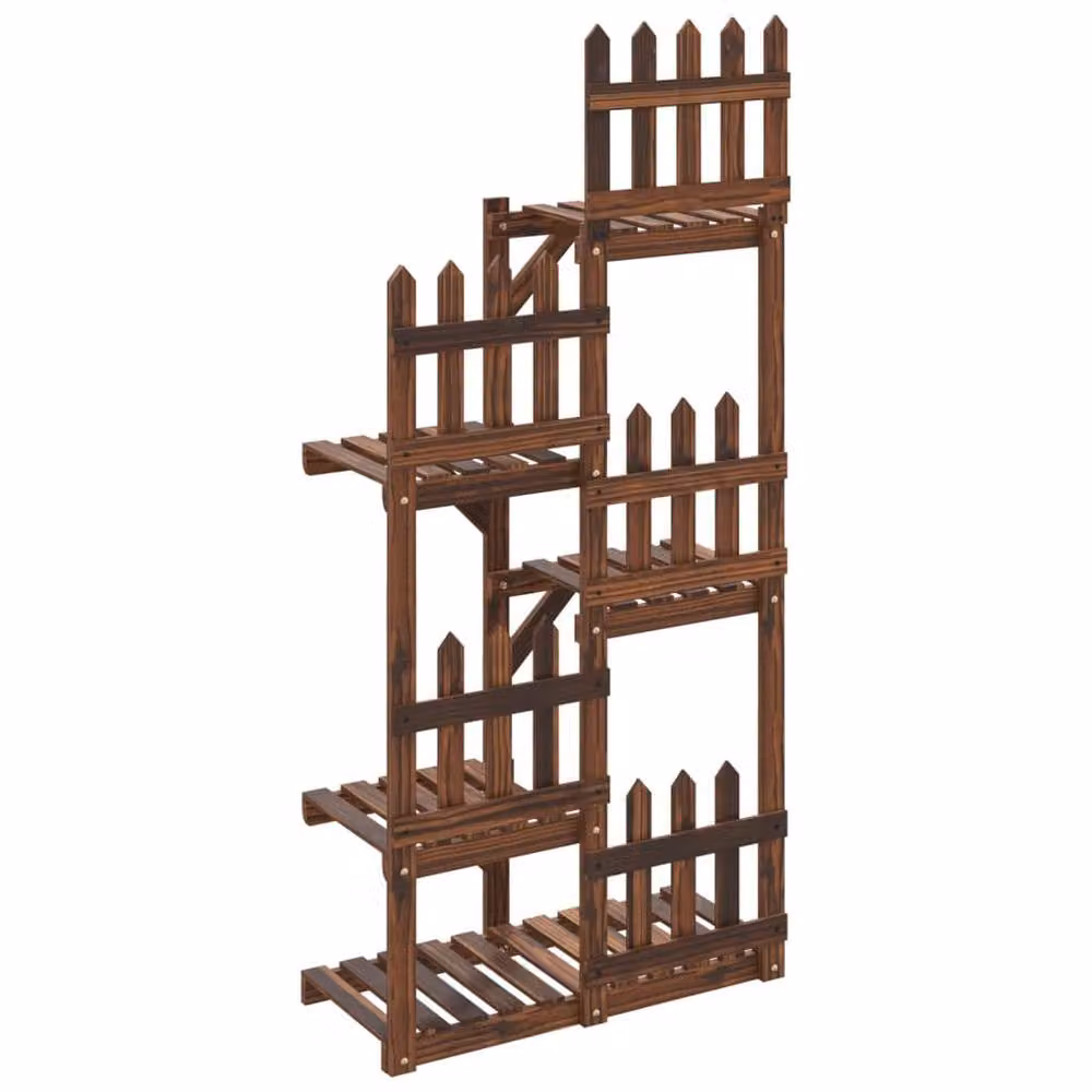 Berkfield Home Elegant Flower Stand in Brown Solid Wood, W/D/H: 60 x 25 x 130 cm – 3