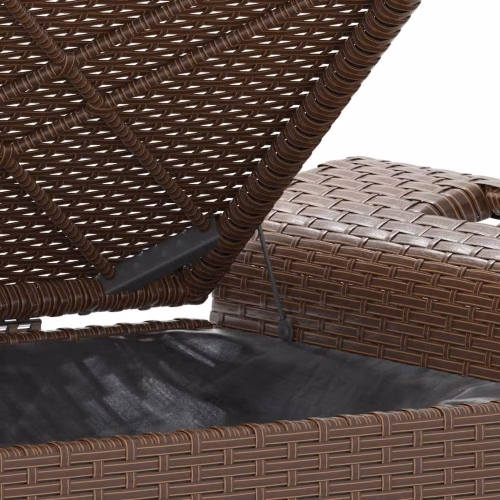 Berkfield Home Brown Poly Rattan Garden Bench with Cushion, W/D/H: 116 x 46 x 57 cm – 5