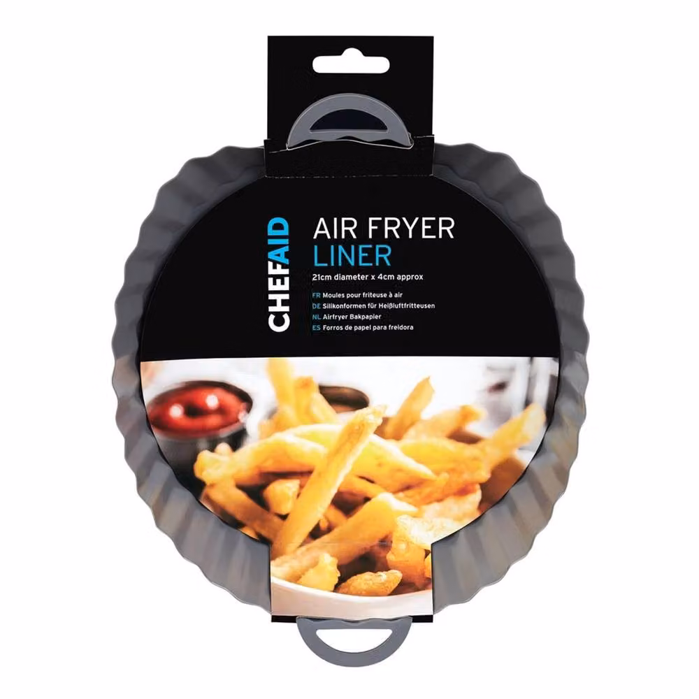 Chef Aid Round Silicone Air Fryer Liner Tray, Grey, Diameter: 21 cm, Height: 4 cm – 3