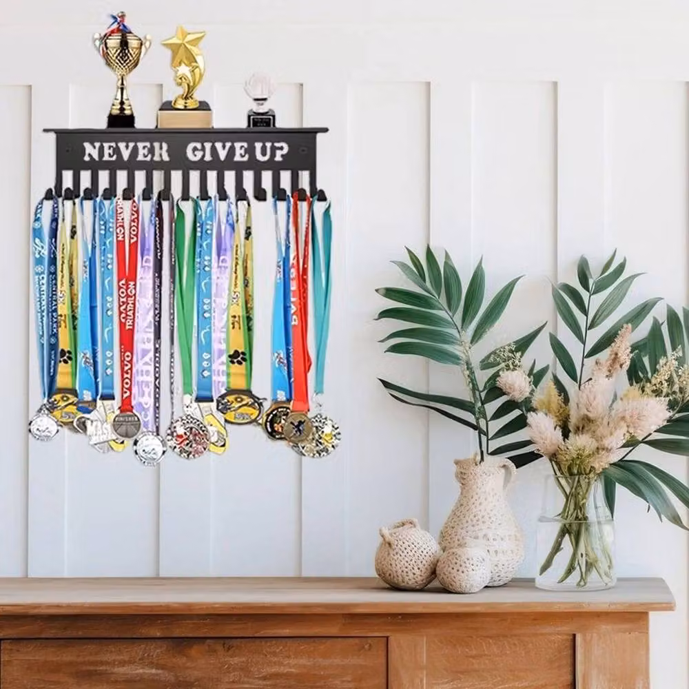 FLAVORA Black Medal and Sports Display Rack, Wall Mounted, Width: 60 cm – 6