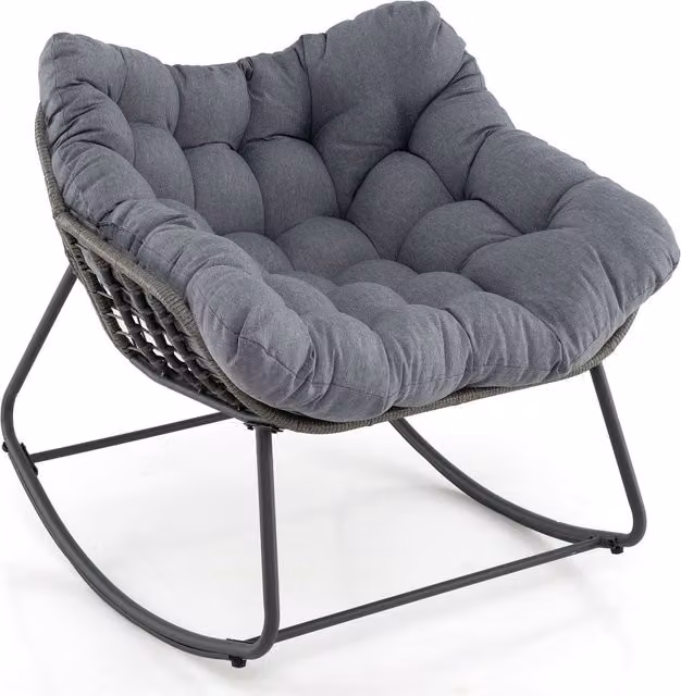 Costway Oversized Grey PE Wicker Egg Chair with Metal Frame