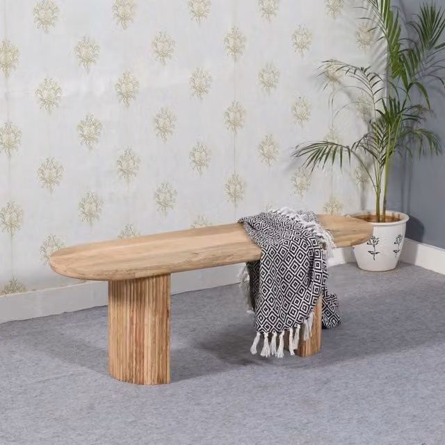 IH Design Margarita Mango Wood Dining Bench in Brown – 1