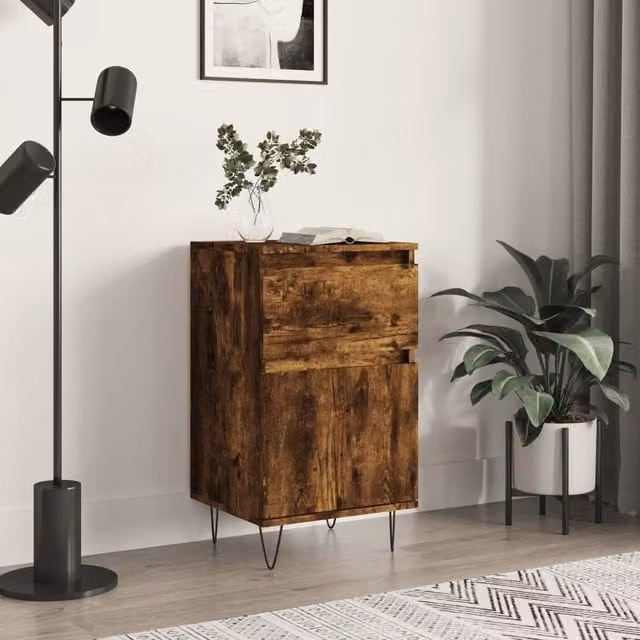 Berkfield Home Smoked Oak Sideboard in Brown, W/D/H: 40 x 35 x 70 cm – 1