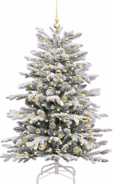 Berkfield Home Elegant Artificial Hinged Christmas Tree in White, Height: 150 cm – 1