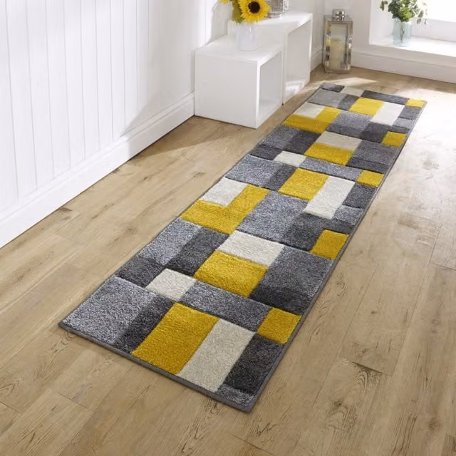 Melrose Interiors Modern Geometric Woven Area Rug, Multicolour Orange, W: 60 cm, L: 230 cm