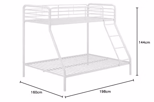 DHP Furniture Metal Single Over Double Bunk Bed in White – 2
