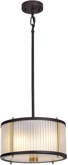 Netlighting Corona Cylindrical 2 Light Pendant in Museum Bronze with Brown Frosted Glass
