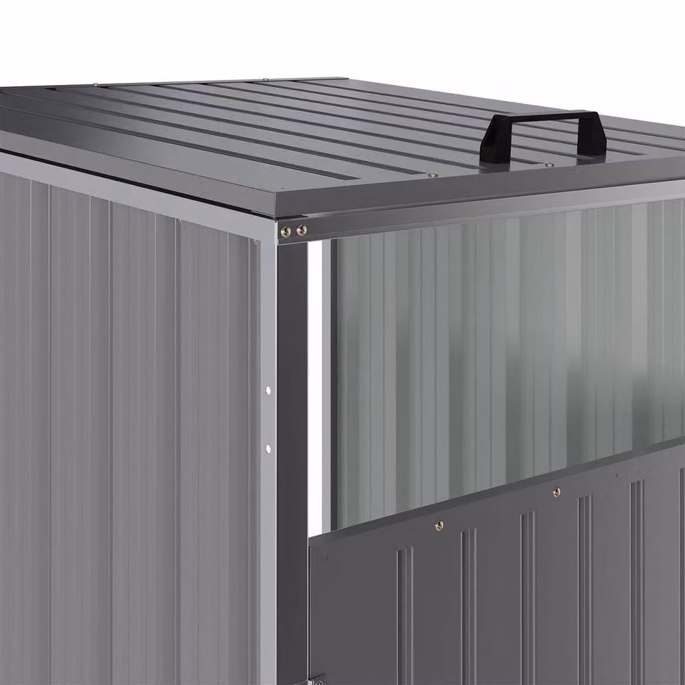 FLAVORA Grey Galvanised Steel Single Wheelie Bin Storage Cover W: 100 cm, D: 15 cm – 3