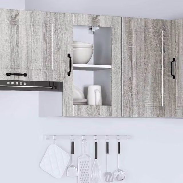Berkfield Home Porto Grey Sonoma Kitchen Wall Cabinet with Glass Doors, W/D/H: 60 x 31 x 40 cm