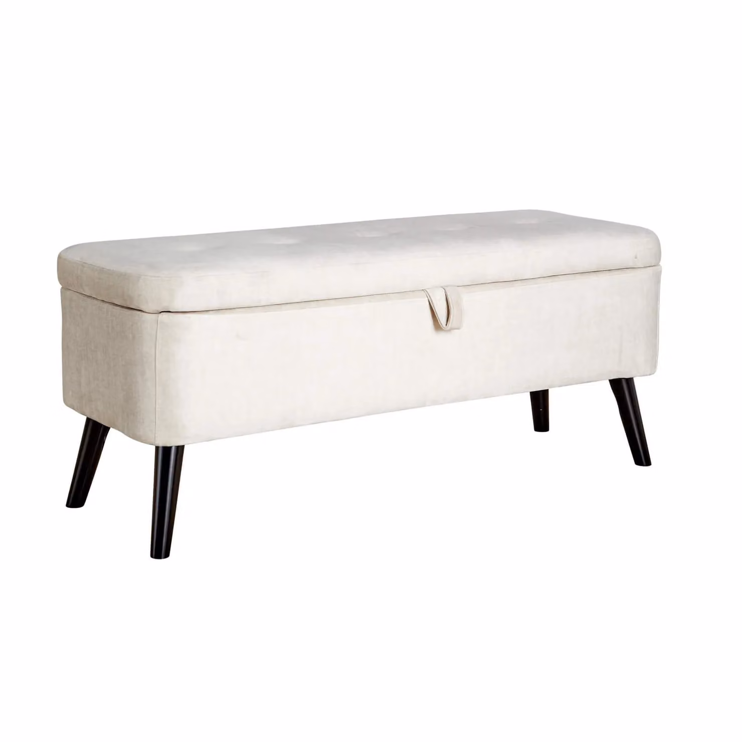 Home Source Grey Velvet Fabric Ottoman Storage Box with Wooden Legs – 3