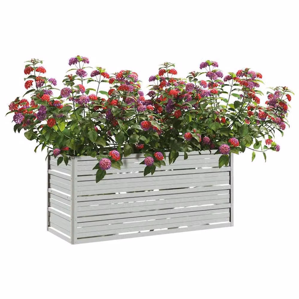 Berkfield Home Garden Galvanised Steel Raised Bed in Silver, W/D/H: 100 x 40 x 45 cm – 3