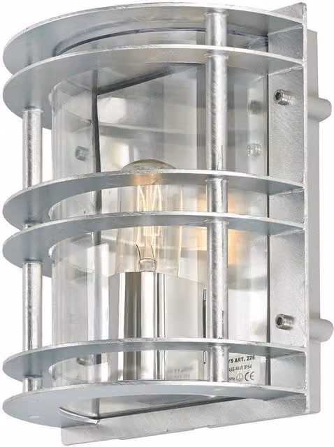 Netlighting Stockholm Industrial Outdoor Flush Wall Light in Grey with Transparent Glass, IP55, E27