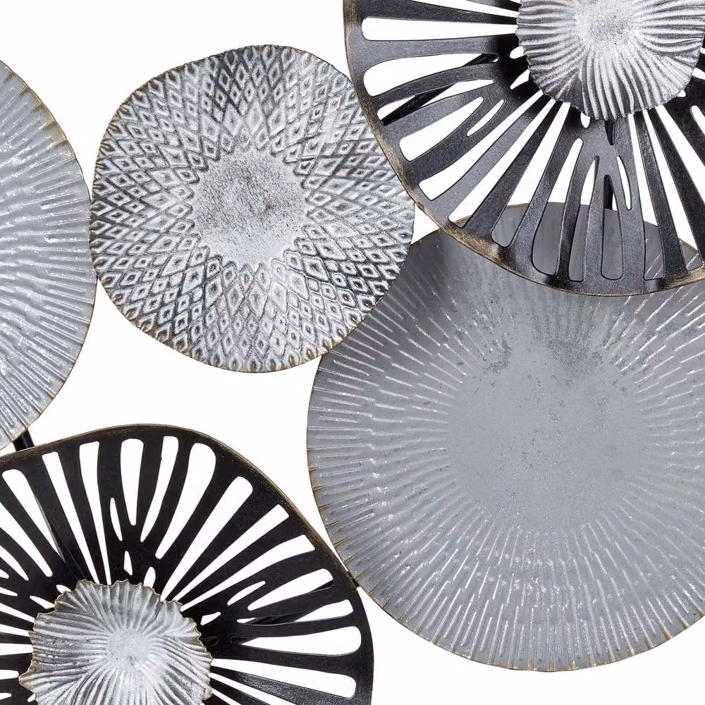 Wyld and Coco Abstract Geometric Metal Wall Art in Black and Grey, W: 84 cm, H: 49 cm – 3