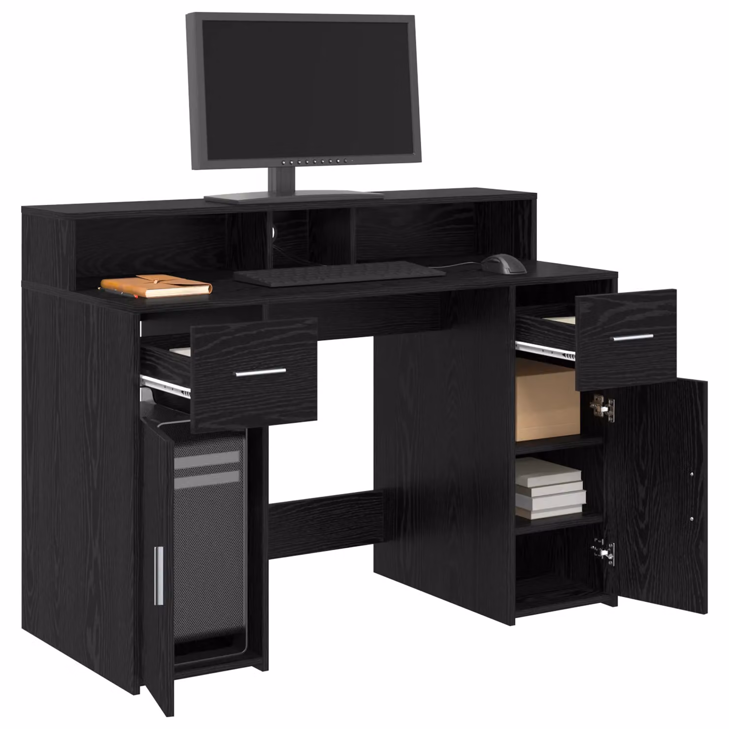 Berkfield Modern Writing Desk in Black Oak, W/D/H: 120 x 55 x 91 cm – 2