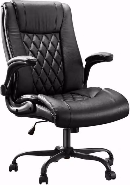 Huanuo Executive Office Chair in Black PU Leather with Height Adjustment and Headrest – 1