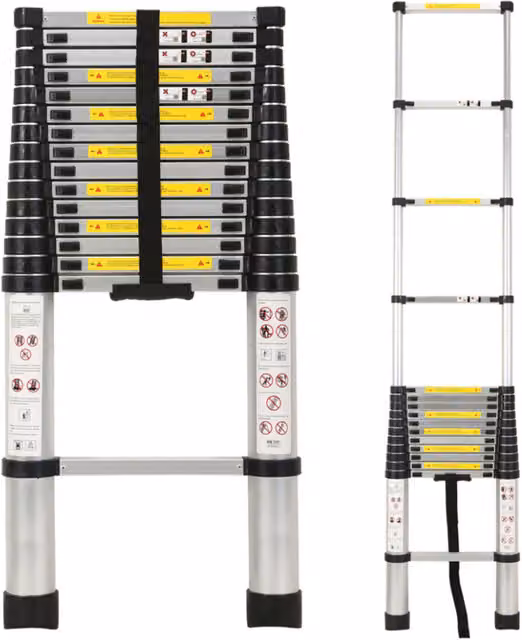Samuel Alexander Silver Aluminium Telescopic Multi-Purpose Folding Ladder with Rubber Feet
