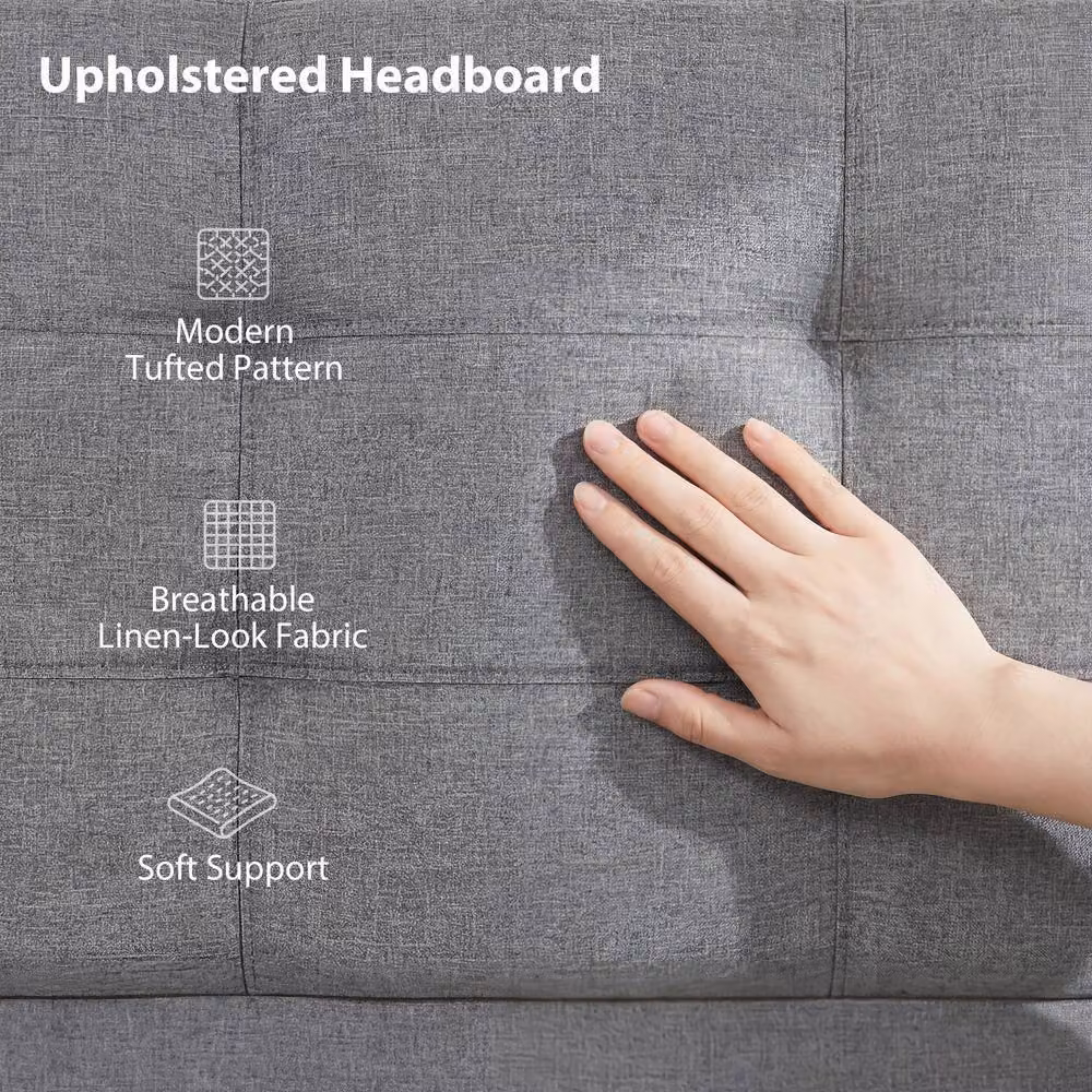 HOMCOM Upholstered Ottoman Bed with Lift Up Base, Grey, W/D/H: 90 x 190 x 35 cm – 5