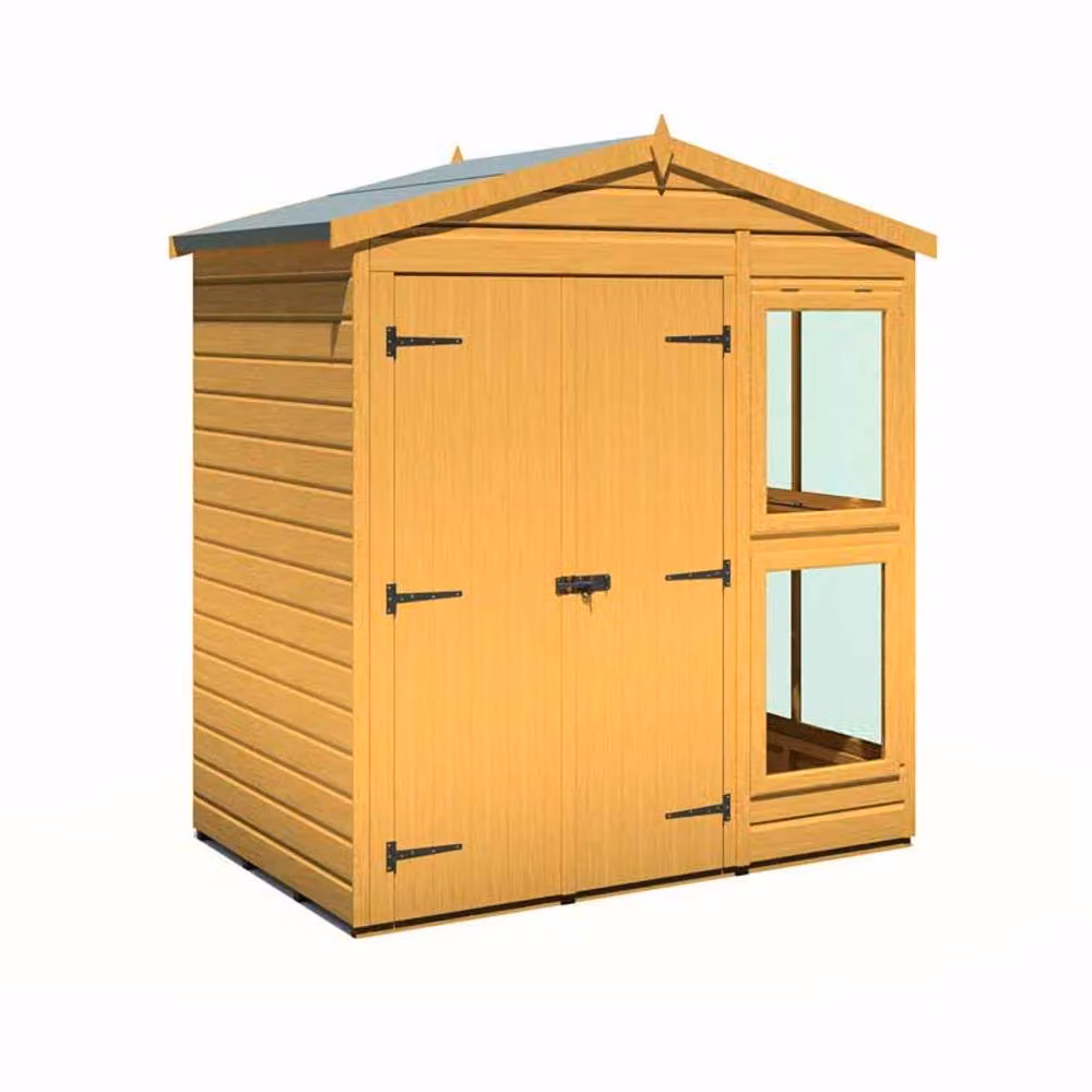 Shires Sun Hut 6 x 4 Feet Potting Shed in Brown, W185.8 x D119 x H214.6 cm – 2