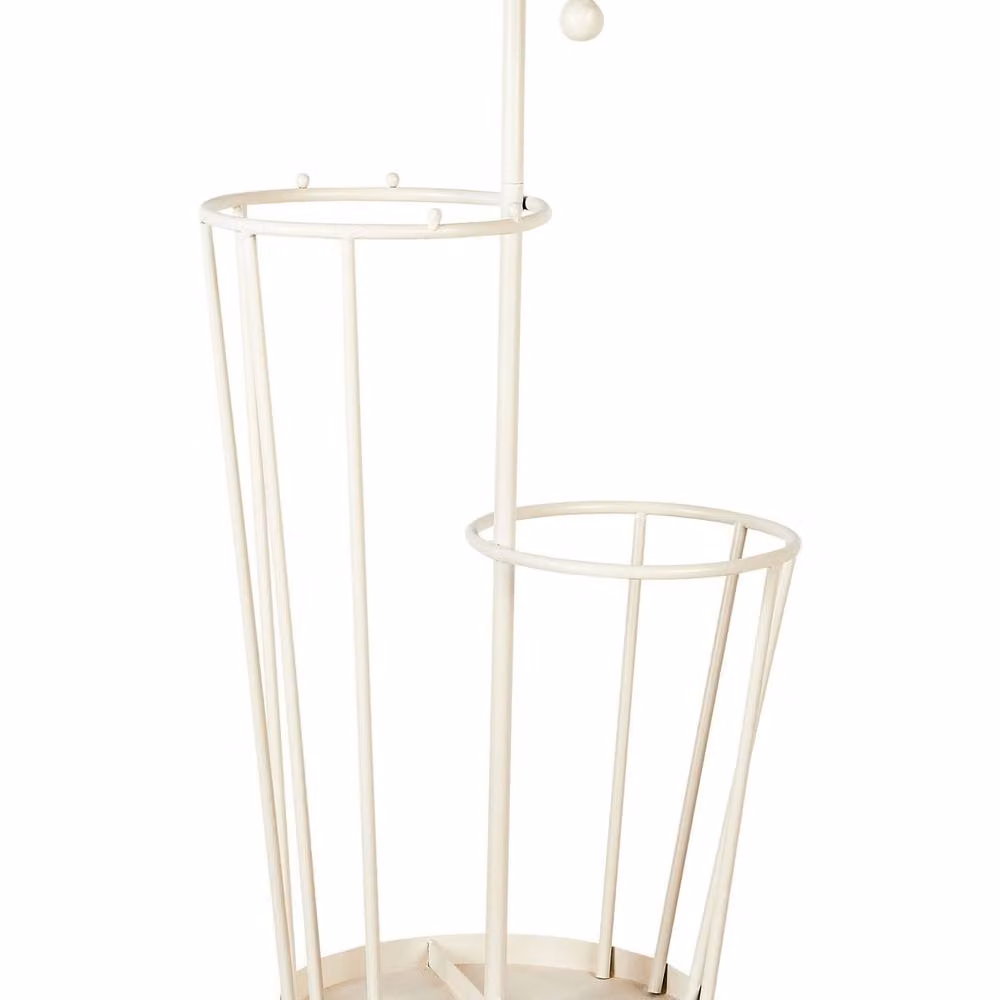 Wyld and Coco Metal Umbrella Stand in Beige, Modern Freestanding Hallway Organiser, H: 70.0 cm, W: 26.0 cm, D: 1.0 cm – 2