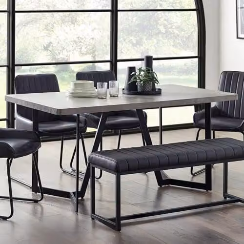 Julian Bowen Miller Rectangular Concrete Effect Dining Table in Black and Grey, H76 x W160 x D90 cm – 1