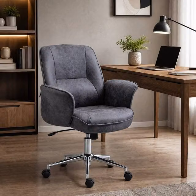 STILVORA Executive Swivel Office Chair with High Back in Charcoal Grey