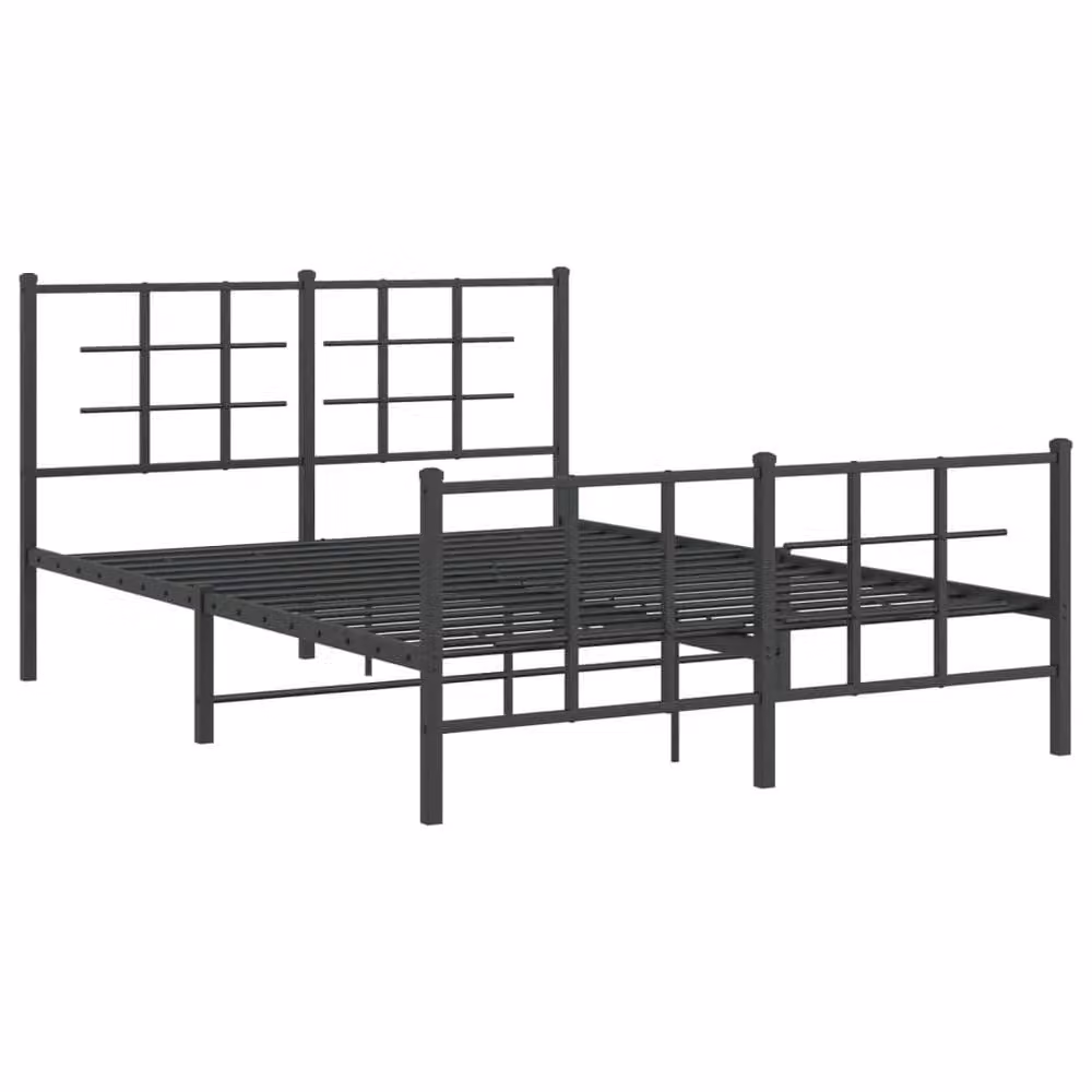 Berkfield Home Metal Bed Frame with Footboard, Black, W: 135 cm, L: 190 cm – 3