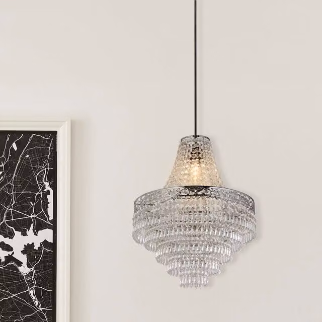 Lighting Collection Large Empire Easy Fit Lamp Shade in Silver and Clear – 2