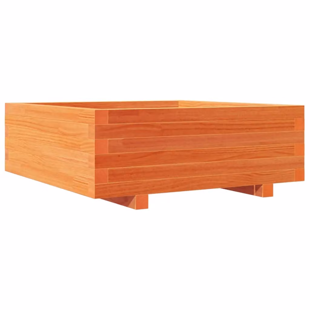 Berkfield Home Garden Planter Tub in Brown Solid Wood, W: 70 cm, D: 70 cm, H: 26.5 cm – 2