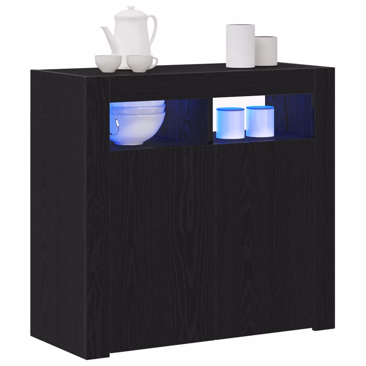 Berkfield Home Modern Sideboard with Integrated LED Lights in Black Oak, W/D/H: 80 x 35 x 75 cm – 3