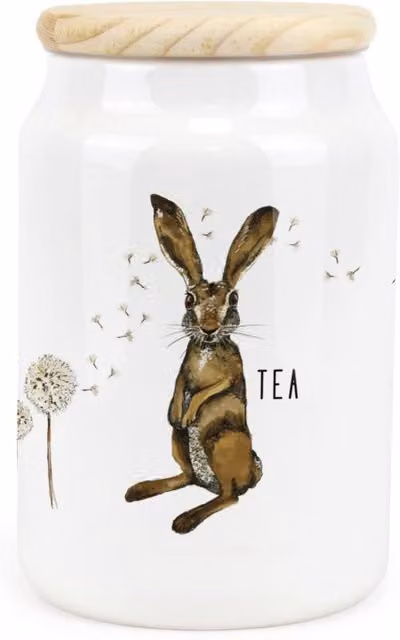 Purely Home Ceramic Tea Storage Canister in Brown and White