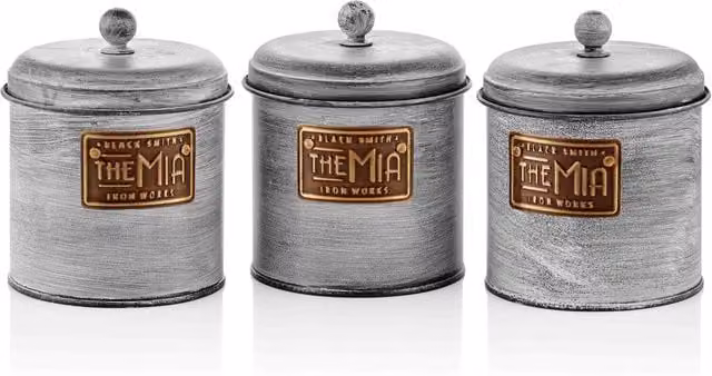 The Mia UK Mia Stone Series Coffee, Tea and Sugar Jar Set in Grey, Height: 17 cm
