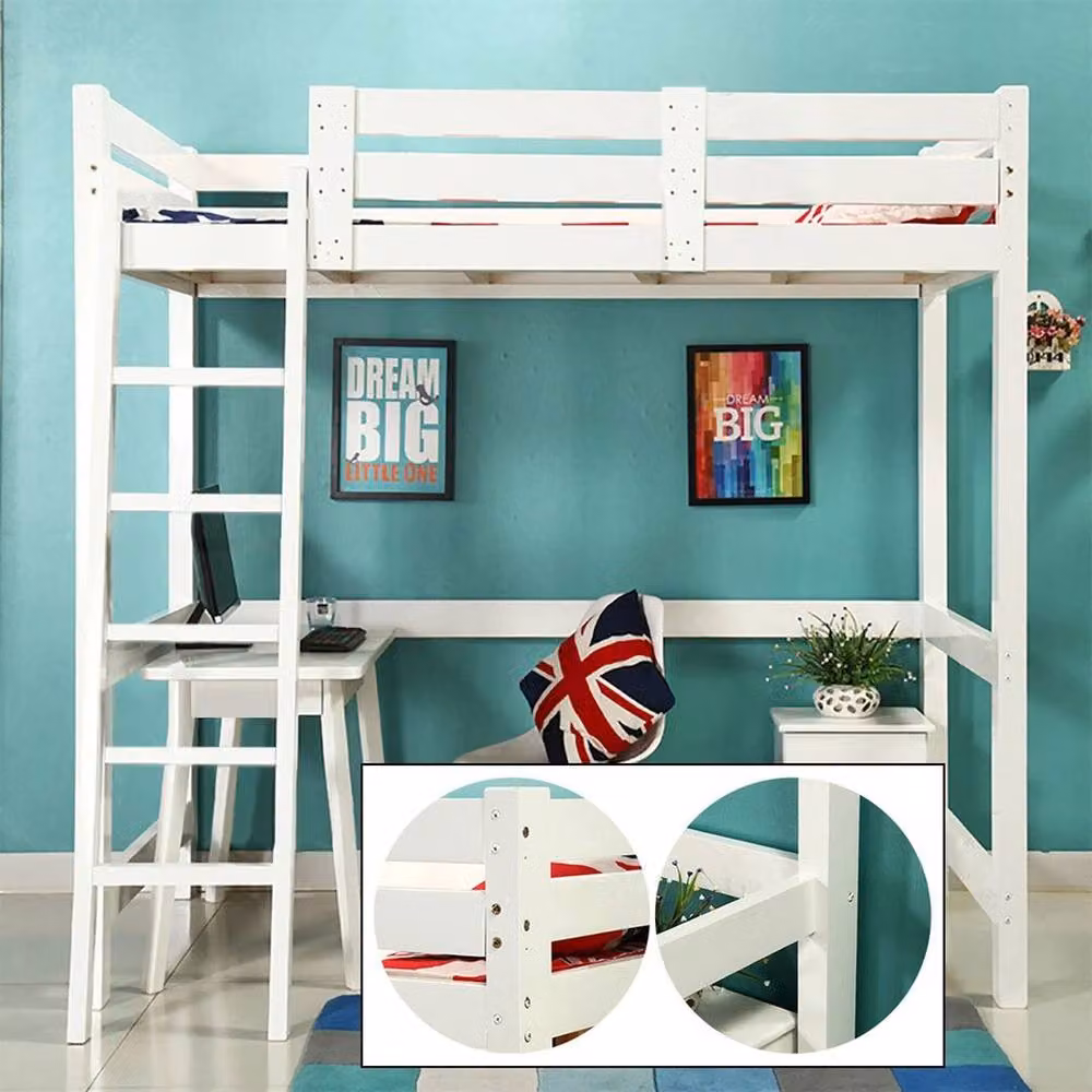 FORGEVIO White Lacquered Solid Pine High Sleeper Bunk Bed Frame for Children, W/D/H: 120 x 60 cm – 2