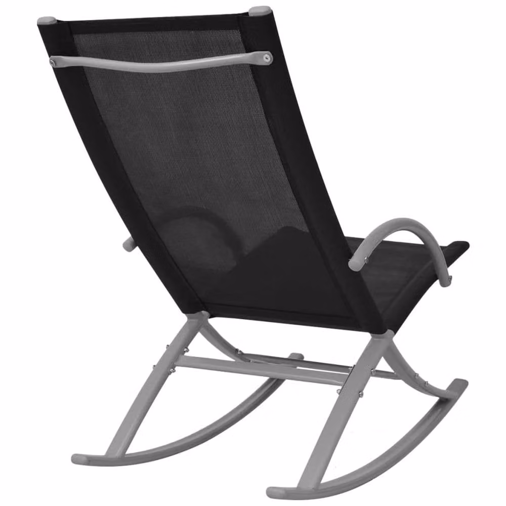 Berkfield Home Set of 2 Black Steel and Textilene Modern Garden Rocking Chairs – 3